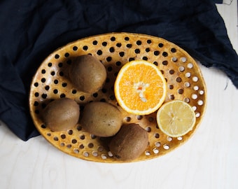 Yellow Fruit Bowl-Handmade Ceramics-Oval Platter-Serving Bowl-Wedding Gift