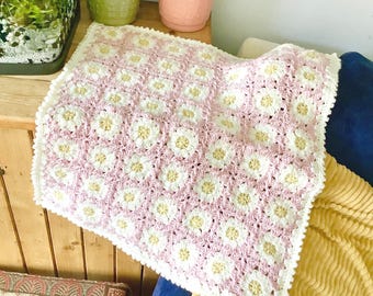 Daisy Granny Square Crochet Blanket Pattern (PDF Pattern)