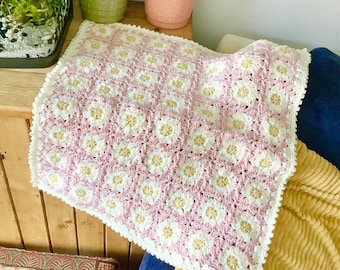Daisy blanket crochet pattern, crochet blanket,  crochet daisy, granny square pattern, daisy blanket Pattern, crochet daisy flower