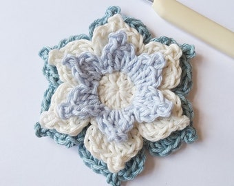 Crochet Flower, Crochet Pattern, Flower Crochet Pattern, Picot flower, crochet flower, crochet hair clip, easy pattern, crochet stitches
