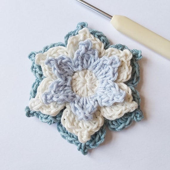 Crochet Flower, Crochet Pattern, Flower Crochet Pattern, Picot flower, crochet flower, crochet hair clip, easy pattern, crochet stitches
