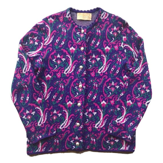 Catalina Jacquard Cardigan Vintage Sz 38 Small Kni