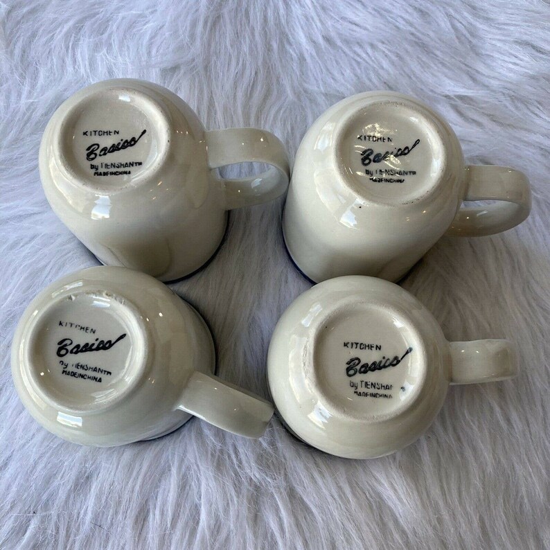 Vintage Kitchen Basics Colors by Tienshan Set of 4 Mugs Cups | Etsy