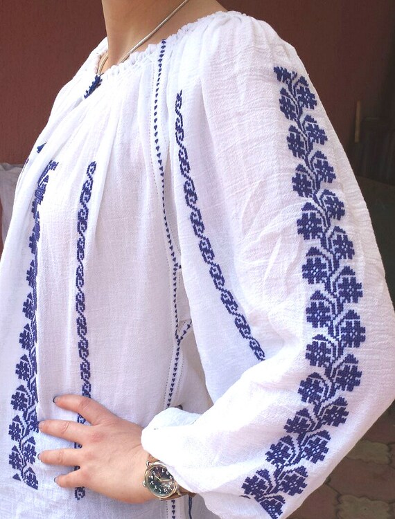 Romanian Embroidery blouse handmade cross stitch blouse | Etsy