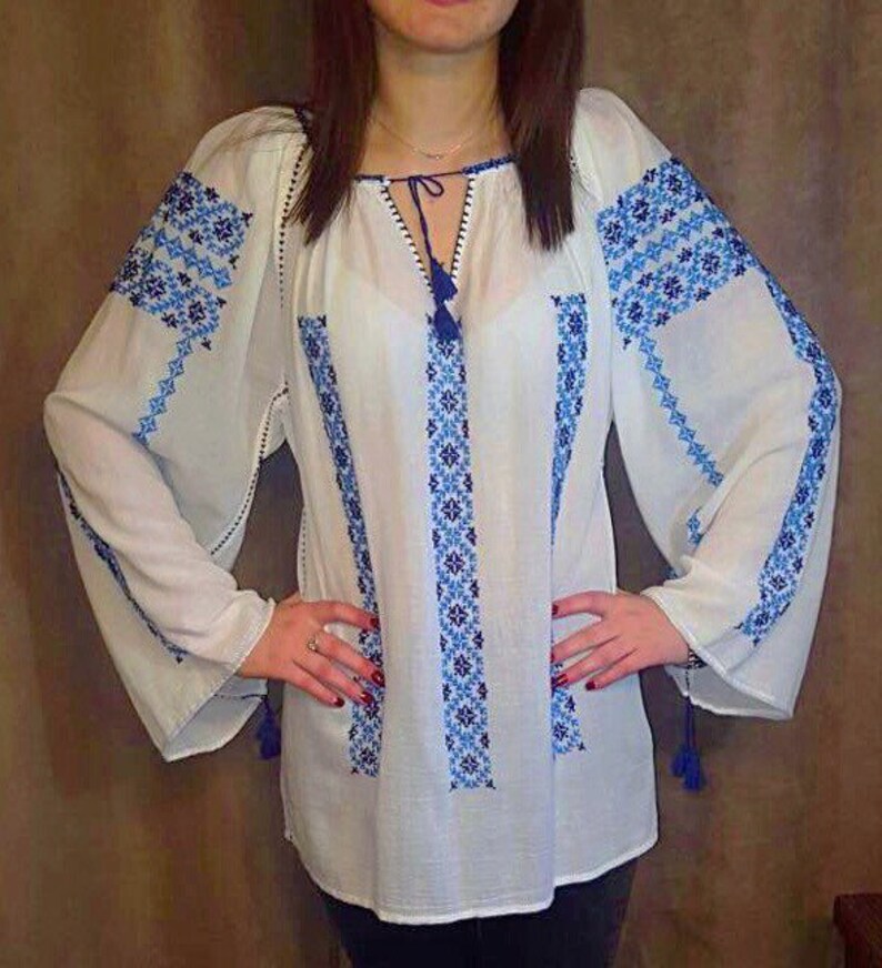 Romanian Embroidery blouse handmade cross stitch blouse | Etsy