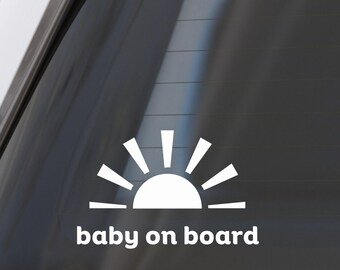 Baby on Board Car Decal, Sunset Design, Waterproof Vinyl, Sun
