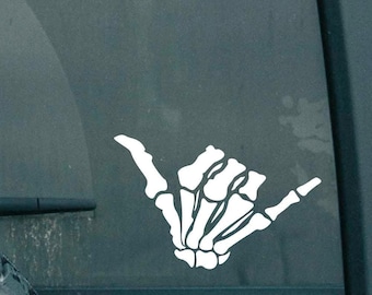 Shaka Skeleton Hand sign, decal for car, Vinyl Decal Sticker, car decal, surf, Hawaiian, hang loose, hang ten, right on, thank you, bumper
