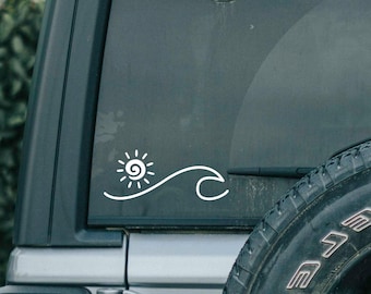 Sun and Wave Waterproof Vinyl Decal for Car, Tumbler, Laptop