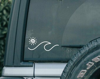 Sun and Wave Waterproof Vinyl Decal for Car, Tumbler, Laptop