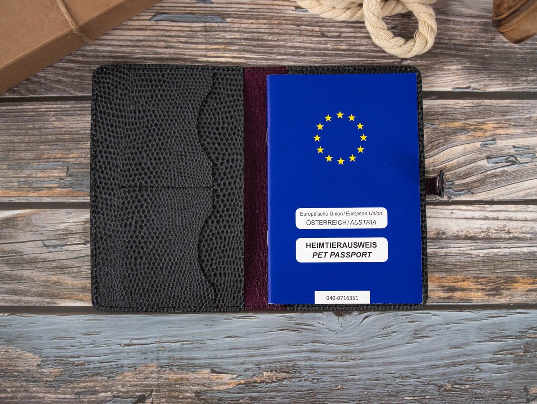 EU Pet Passport Cover, Vaccination Certificate Cover for Pets, Leather