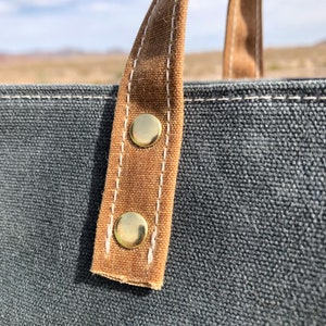 Small Waxed Canvas Tote Bag. Work Bag for your daily essentials, project or lunch. Weather Resistant and Many Colors. Handmade in the USA. image 8