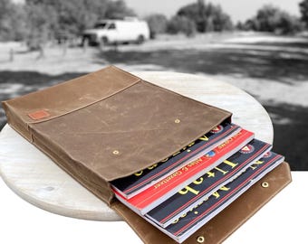 Large Case for Oversized Maps and Documents. Rugged Waxed Canvas Map Bag Holds Road Atlas, State Travel Guides and more. Artisan Made in USA