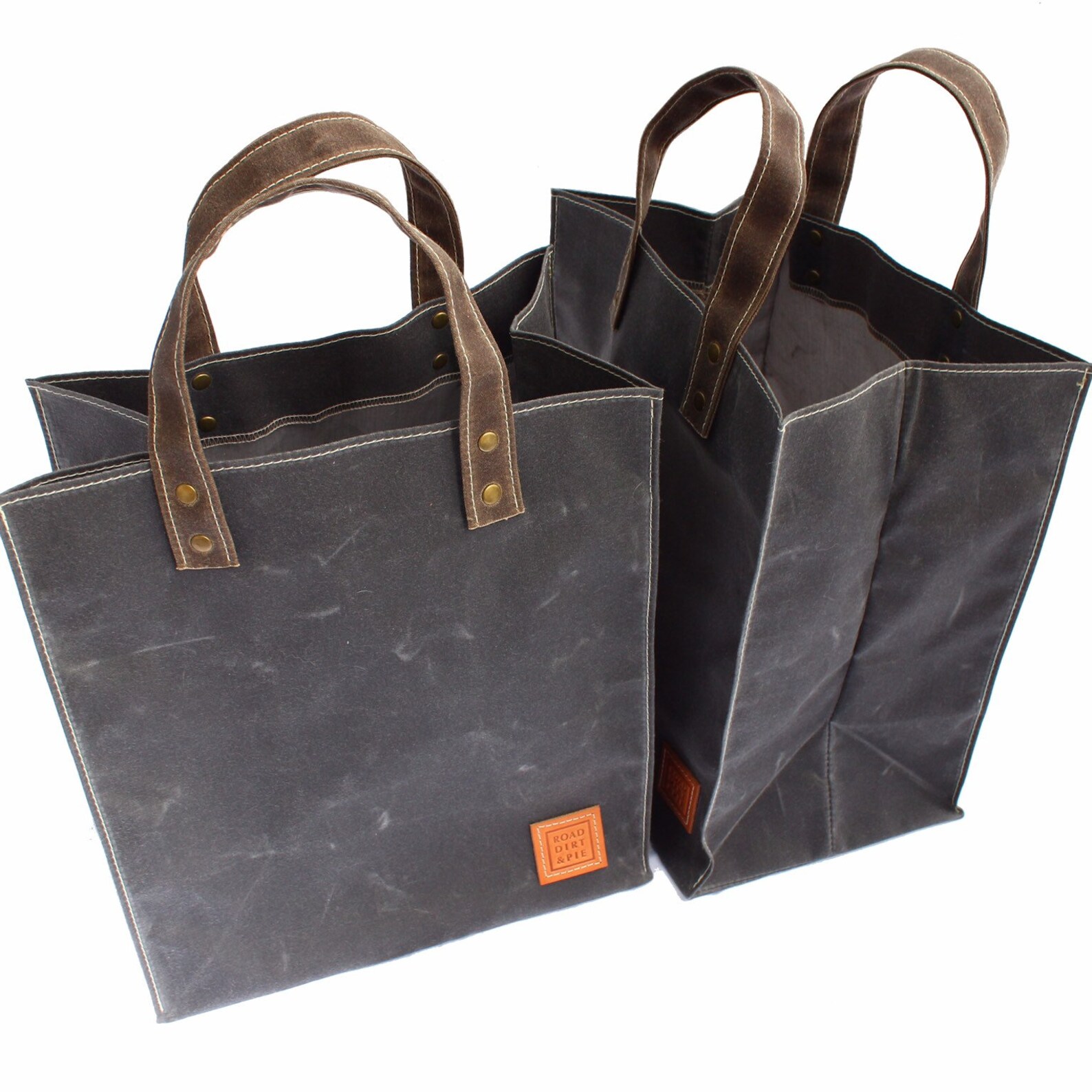Reusable Grocery Bag Set Two Large Canvas Tote Bags Waxed Etsy