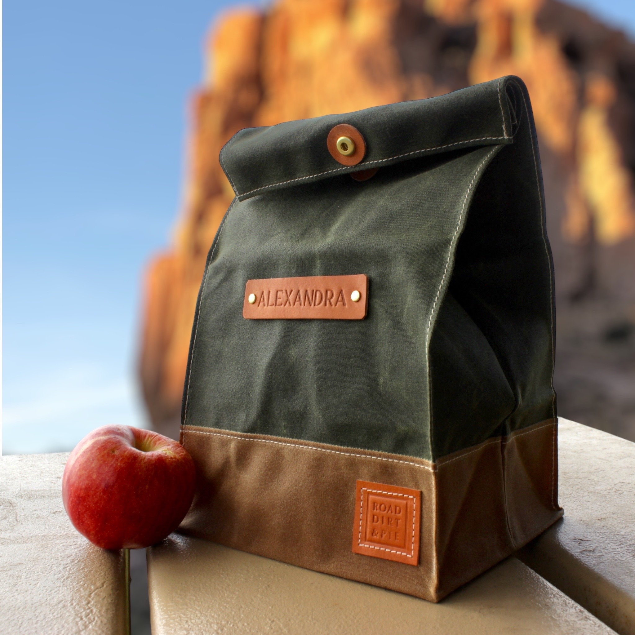 Large Lunch Bag With Leather Name A Personalized Gift