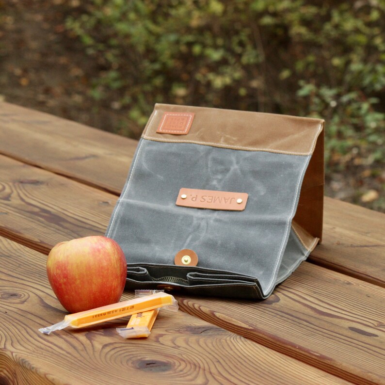 Rugged Canvas Lunchbag Waxed Canvas Lunch Bag With Leather Etsy
