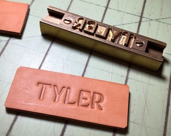 Custom Leather Tag, Hand Stamped into Full Grain, Natural Leather, with Rivet Holes. Personalized Patch for Any Bag or Project. Made in USA.
