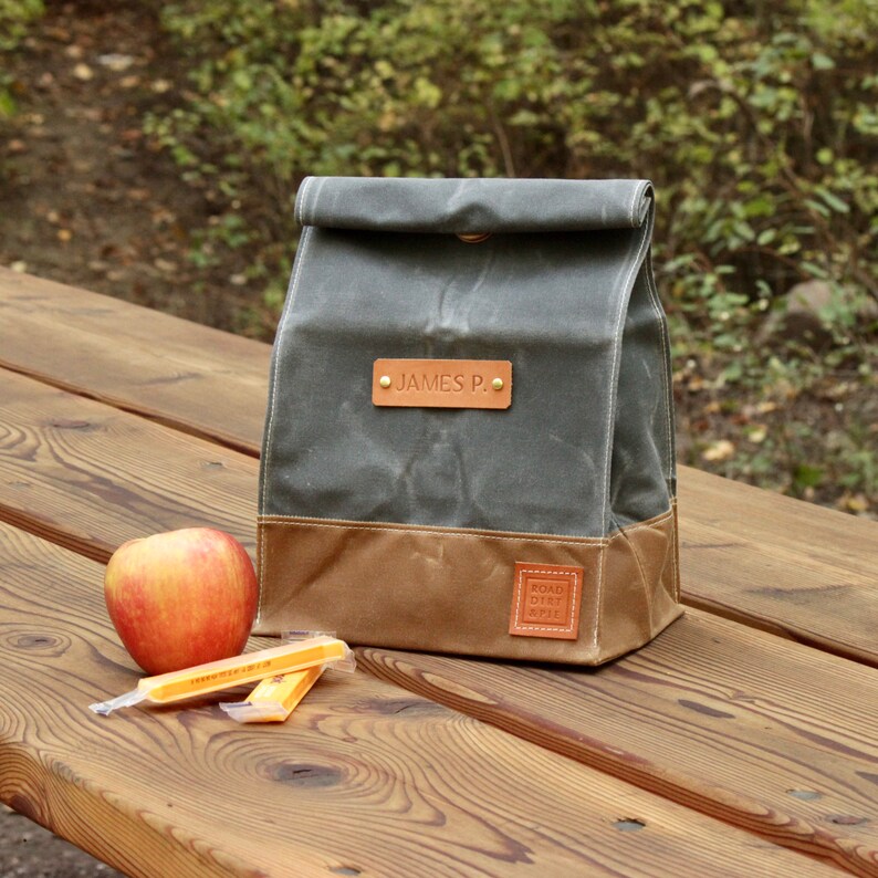 Rugged Canvas Lunchbag Waxed Canvas Lunch Bag With Leather Etsy