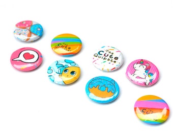 Illustrated Pinback Button Badges (set of 3) 25mm The Cute Quipster collection