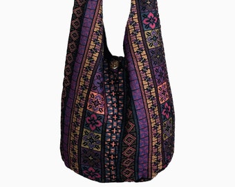 Hippie-Umhängetasche für Damen, handgewebte Hobo-Umhängetasche, Tribal-Boho-Tasche, ethnische Umhängetasche, Slouchy-Tasche, vegane Umhängetasche