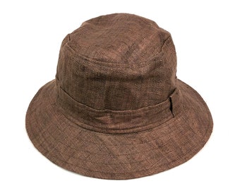 Natural Hemp Bucket Hat - Brown, Women's Beach hat, Sun hat - Wide brim, Natural Hippie Hat, Summer Party hat, Vegan hat - Bohemian, Mütze