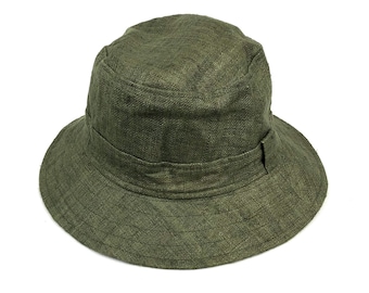 Natural Hemp Bucket Hat - Green, Women's Beach hat, Sun hat - Wide brim, Natural Hippie Hat, Summer Party hat, Vegan hat - Bohemian, Mütze