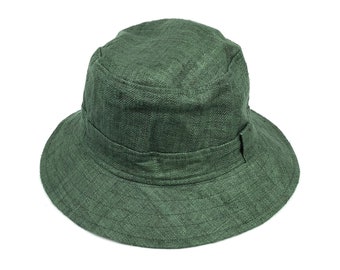 Green Natural Hemp Bucket Hat, Women's Beach hat, Sun hat - Wide brim, Natural Hippie Hat, Summer Party hat, Vegan hat Bohemian, Mütze