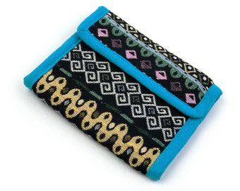 Cute Small Bifold Wallet, Short Slim wallet, Hippie Wallets Unisex, Tribal Cotton Hobo Bohemian Wallet, Nepali Vegan Purse