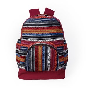 Mochila tribal tejida: bolso bohemio de lona de algodón étnico