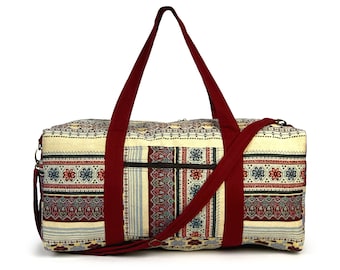 Hippie Flower Large Canvas shoulder bag with Shoe Compartment Travel Tote Luggage Weekender Duffle Bag