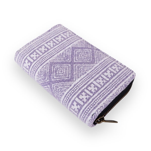 Purple Aztec Wallet - Small size, Cotton Womens Zippered Short Wallet Clutch, Aztec Print wallet Purse, Hippie wallet, YKK Metal zipper