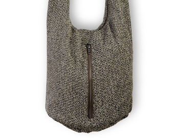 Made to Order Brown Crossbody bag - Woven Fabric, Ethnic Textile Hobo bag, Boho Hippie sling bag - Traditional fabric, Minimal bag - Unisex