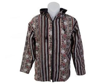 Floral Tribal Print Full Zip Hoodie: Indie Festival Jacket