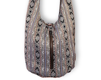 Sac à bandoulière Hippy durable et éthique pour les festivaliers et l'utilisation quotidienne, sac à bandoulière Boho - motif tribal aztèque, sac à main ethnique