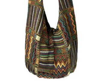 Hippie Crossbody tas - Zuidwestelijke stijl, aardetinten, etnische tribale schoudertas - Veganistisch, Hobo Sling Bag, Boho Crossbody tas