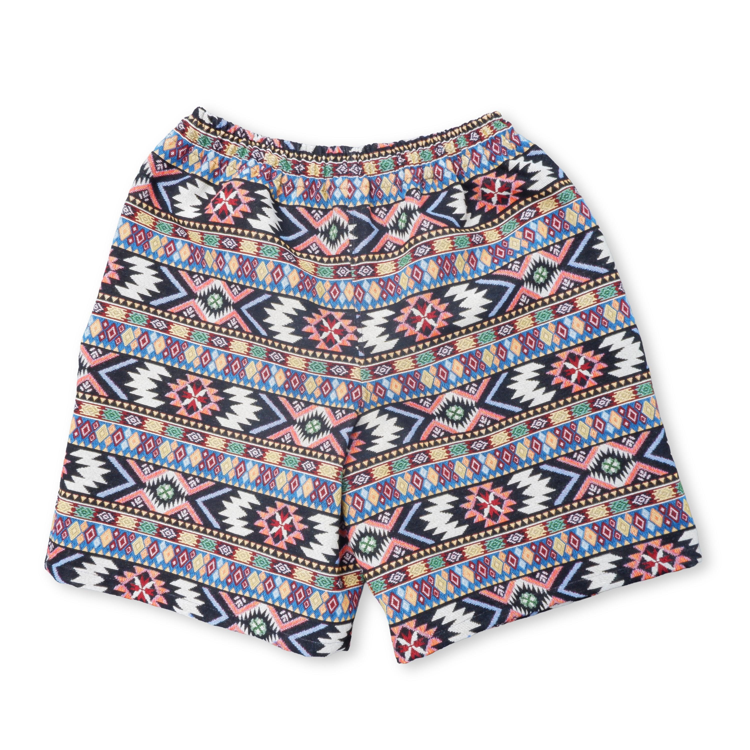 Men's Tribal Woven Shorts With Pockets – Boho Geometric Print, S