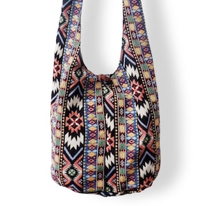 Geweven Azteekse hobotas: boho tribal crossbody-tas