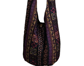 2 Pcs Bohemian Hippie Crossbody Bag Ethnic Style Bag Everyday Crossbody  Purse Cotton and Linen Sling Boho Tote Bag Handmade Messenger Shoulder Bags