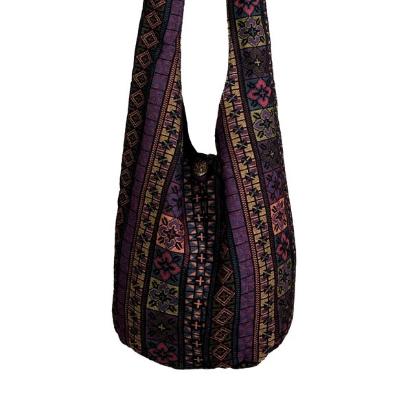 Womens Hippie Crossbody bag, Hobo Hand Woven Shoulder bag, Tribal Boho Bag Purse, Ethnic sling bag, Slouchy bag, Vegan Tote cross body