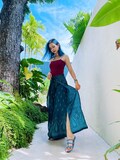 Women's Wrap Pants, Hippie Pants - Floral Print, Petite to Plus Sizes Flowy Pants, Open Leg Trousers, Yoga Pants, Boho Beach Pants product logo