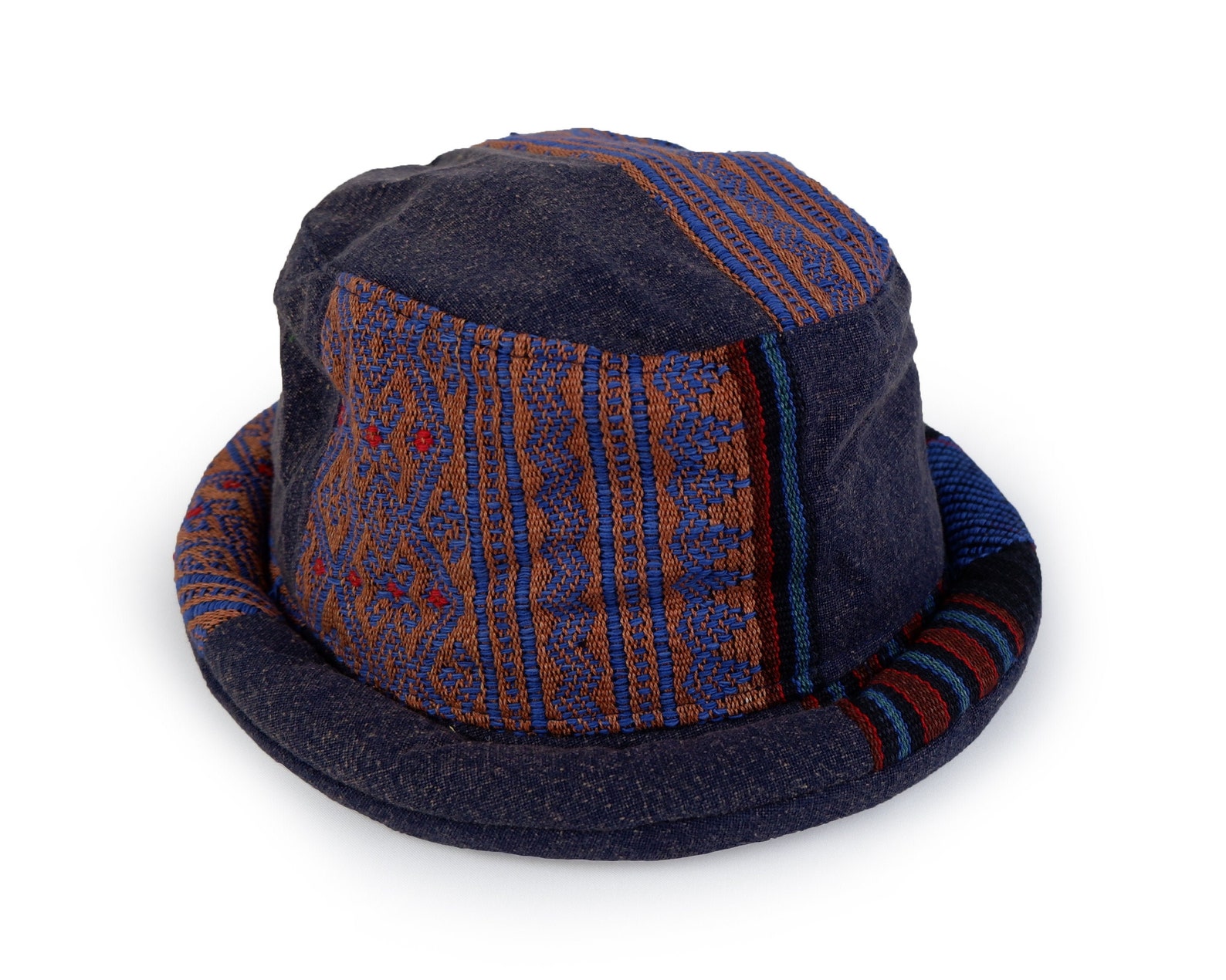 Patchwork Bucket Hat Vintage Tribal Fabric in Navy Blue Etsy