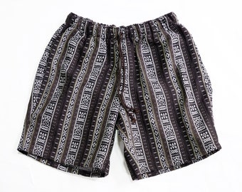 Brown Woven Fabric Men’s Shorts | Comfy Summer Loungewear | Elastic and Drawstring | Sizes S to 3XL