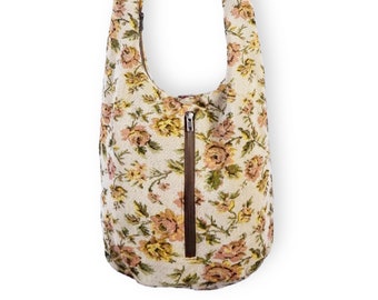 Bolso bandolera Boho - Estampado floral, Bolso vagabundo tapiz, Bolso vegano, Bolso honda hippie, Bolso boho bandolera, Bolso de mujer, Regalo para ella