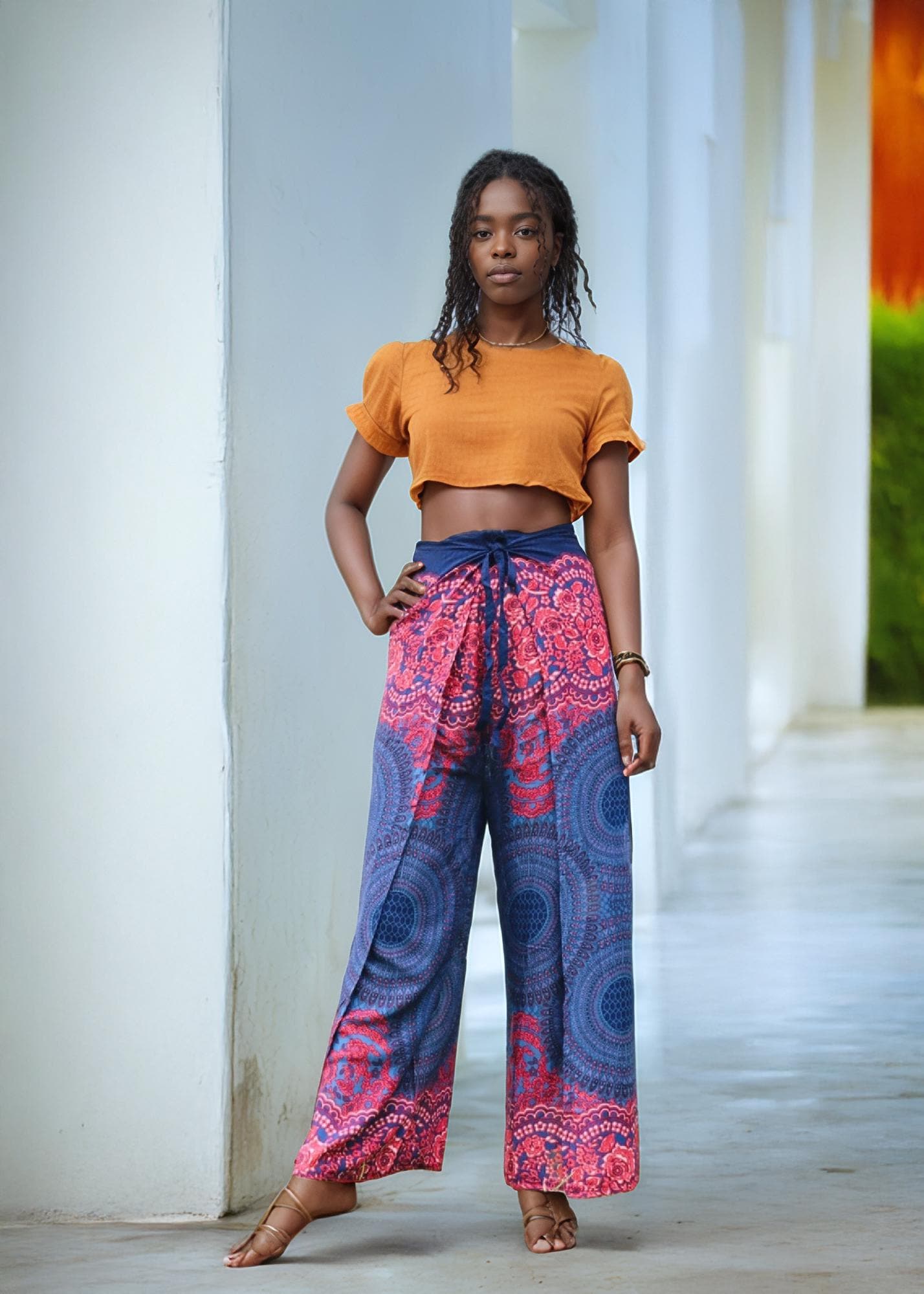 Olive Green Palazzo Pants: Flowy Boho Wrap Around Trousers - Etsy
