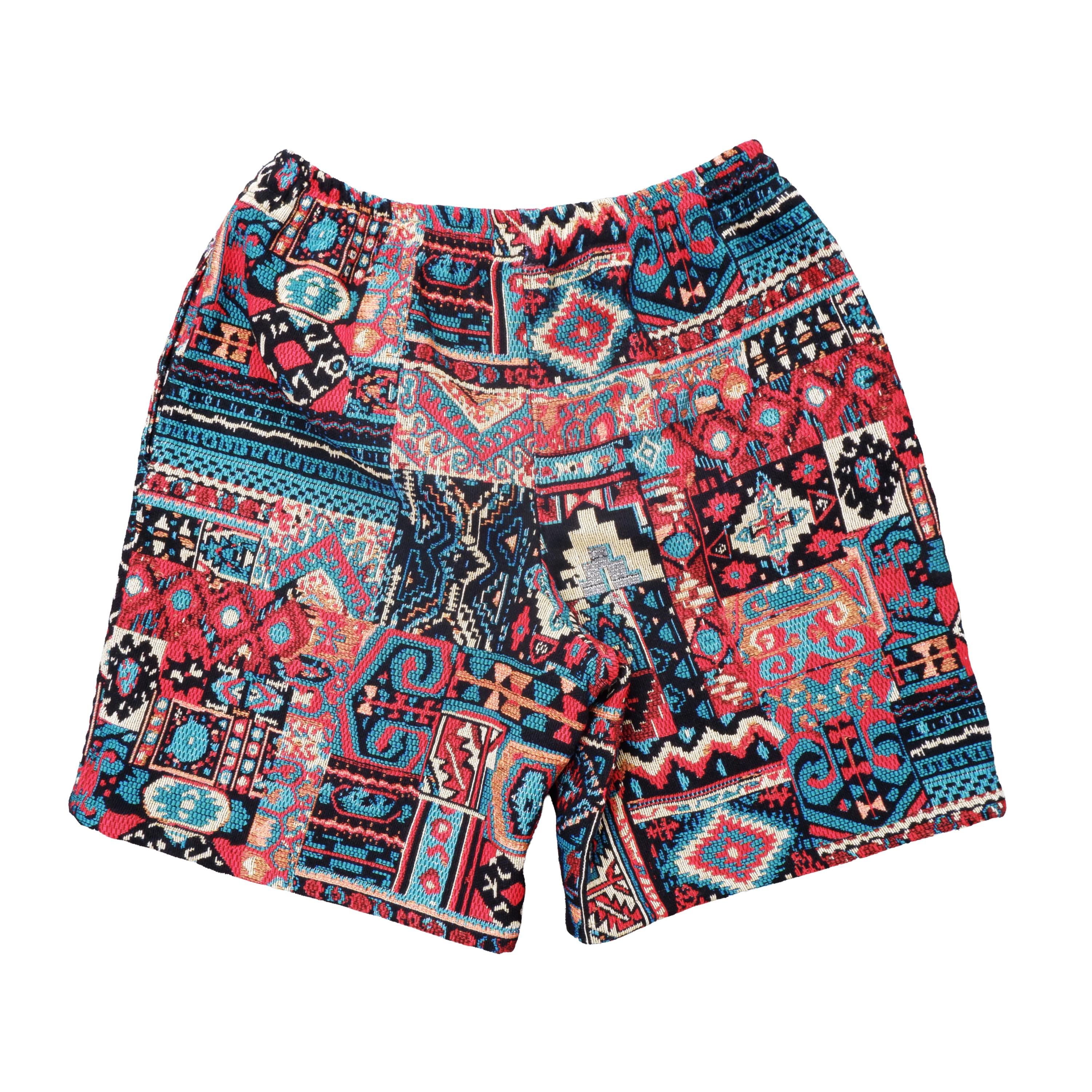 Patchwork Print Men's Hippie Shorts, Elastic & Drawstring - Sizes