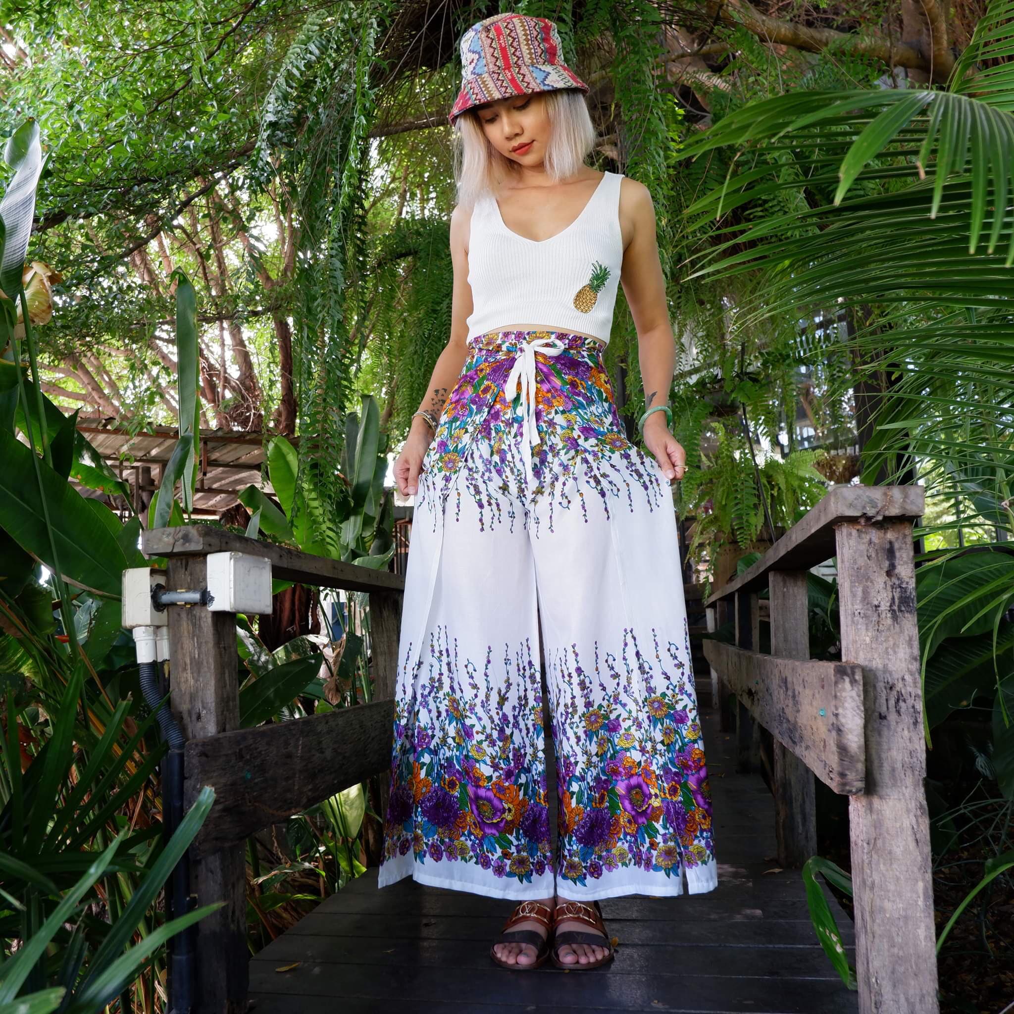 Floral Print Boho Wrap Pants: Rayon Hippie Trousers - Etsy