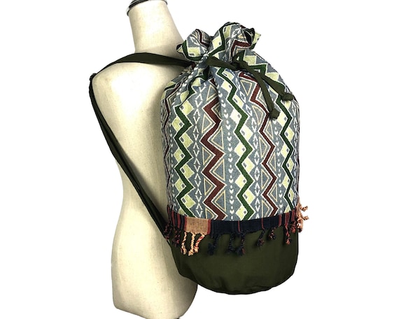 Tribal Aztec Backpack: Boho Beach Barrel Bag - Etsy