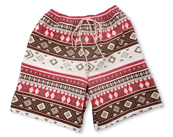 Men’s Chenille Tribal Shorts – Woven Earth-Tone Geometric Pattern | 5” or 8” Inseam | S–2XL