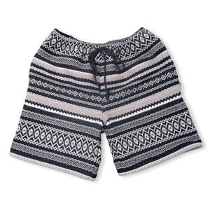 Men’s Structured Woven Tribal Shorts – Monochrome Black & Beige | 5” or 8” Inseam | S–2XL