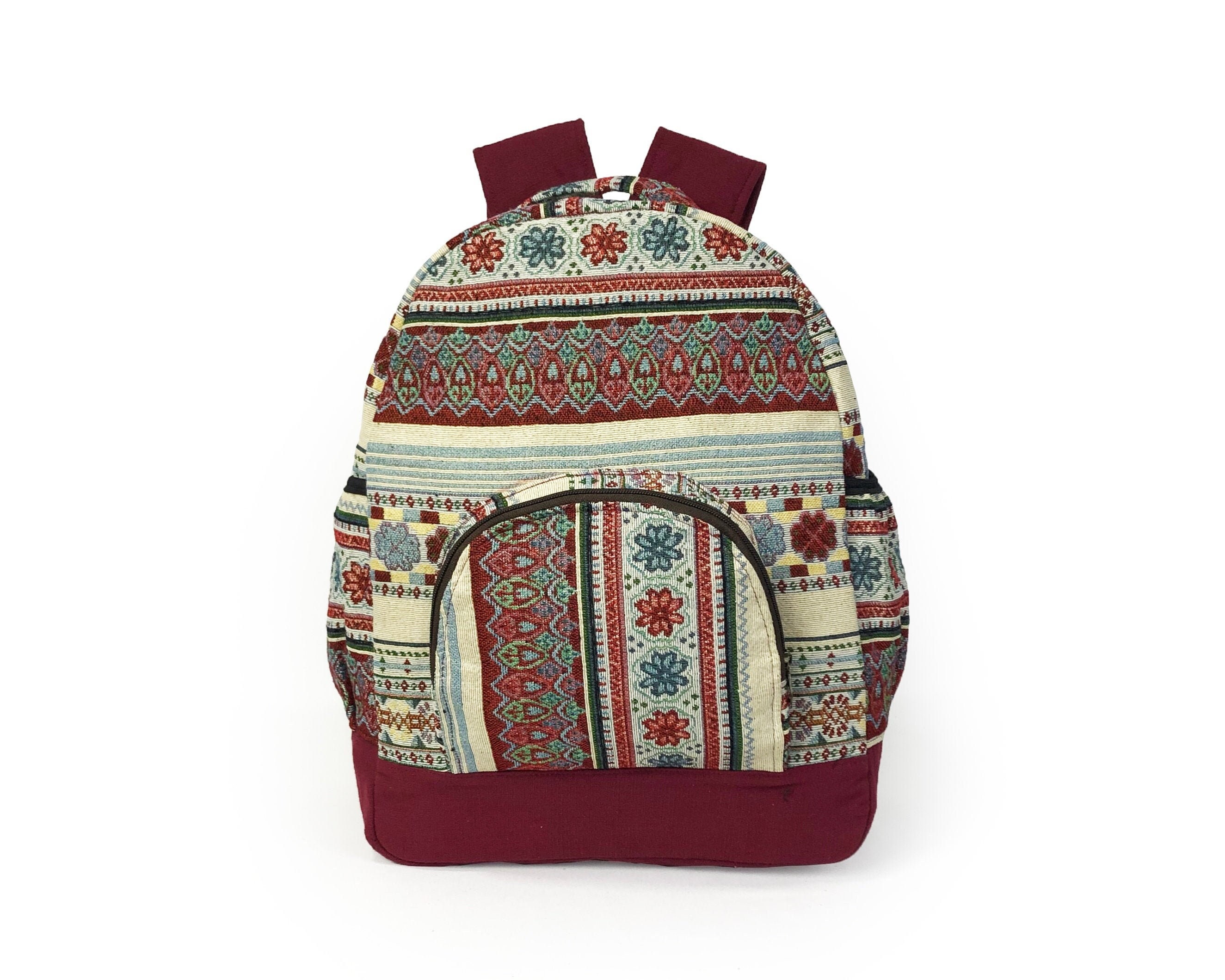 Boho Backpack: Woven Floral Print, Tribal Fabric - Etsy