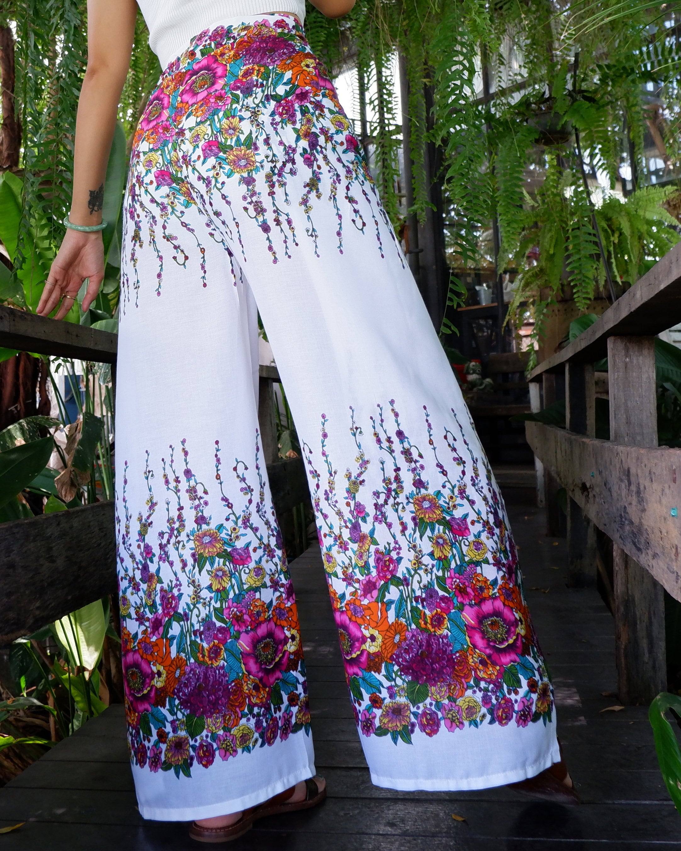 Floral Print Boho Wrap Pants: Rayon Hippie Trousers - Etsy